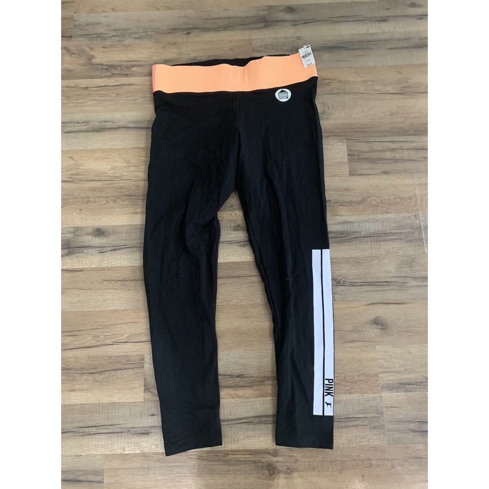 NWT Victoria's Secret Pink Flat Waist Ankle Yoga Leggings Hidden Pocket Large